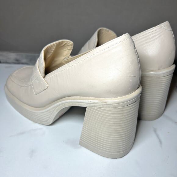 Steve Madden Cream Leather Platform Loafer Size 8.5 - Picture 7 of 9